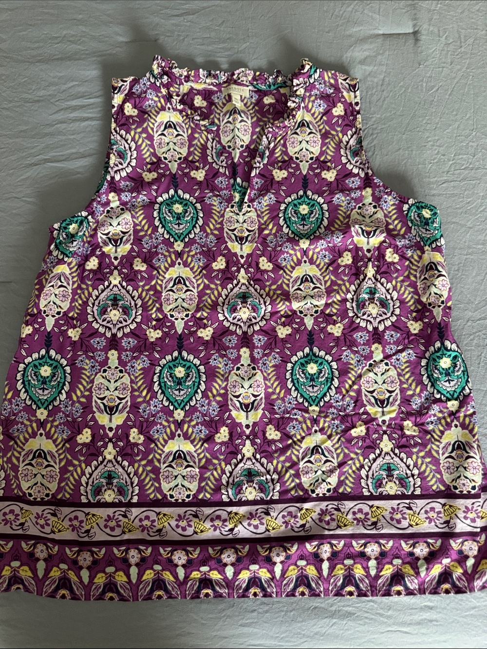Talbots Purple Sleeveless Floral Medallion Women’s Top